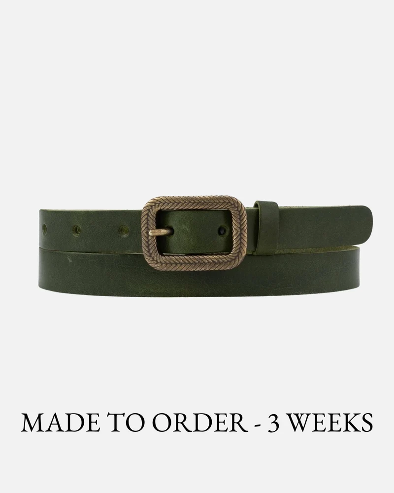 Brown Vintage Skinny Leather Belt