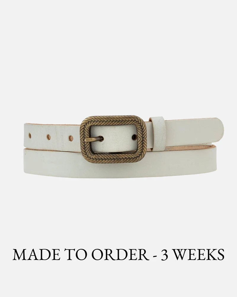 Brown Vintage Skinny Leather Belt