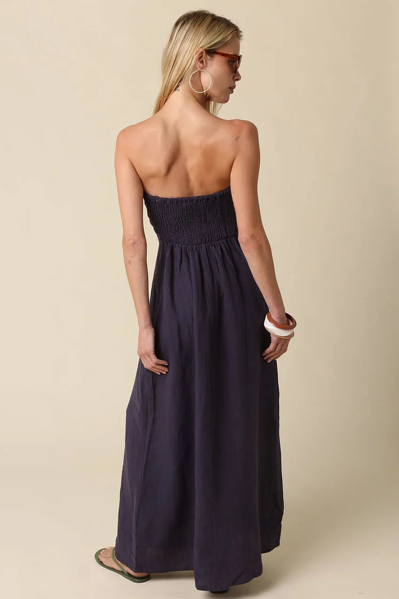Brown Linen Maxi Dress