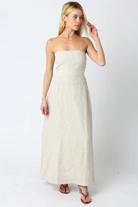 Brown Linen Maxi Dress