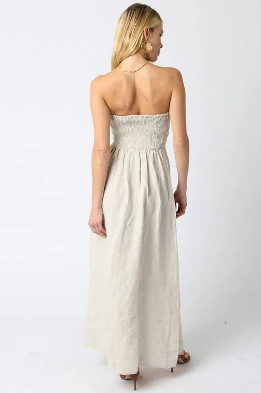 Brown Linen Maxi Dress