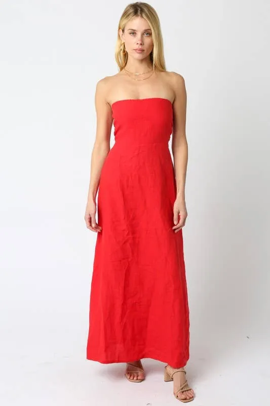 Brown Linen Maxi Dress