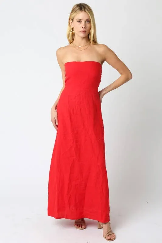 Brown Linen Maxi Dress
