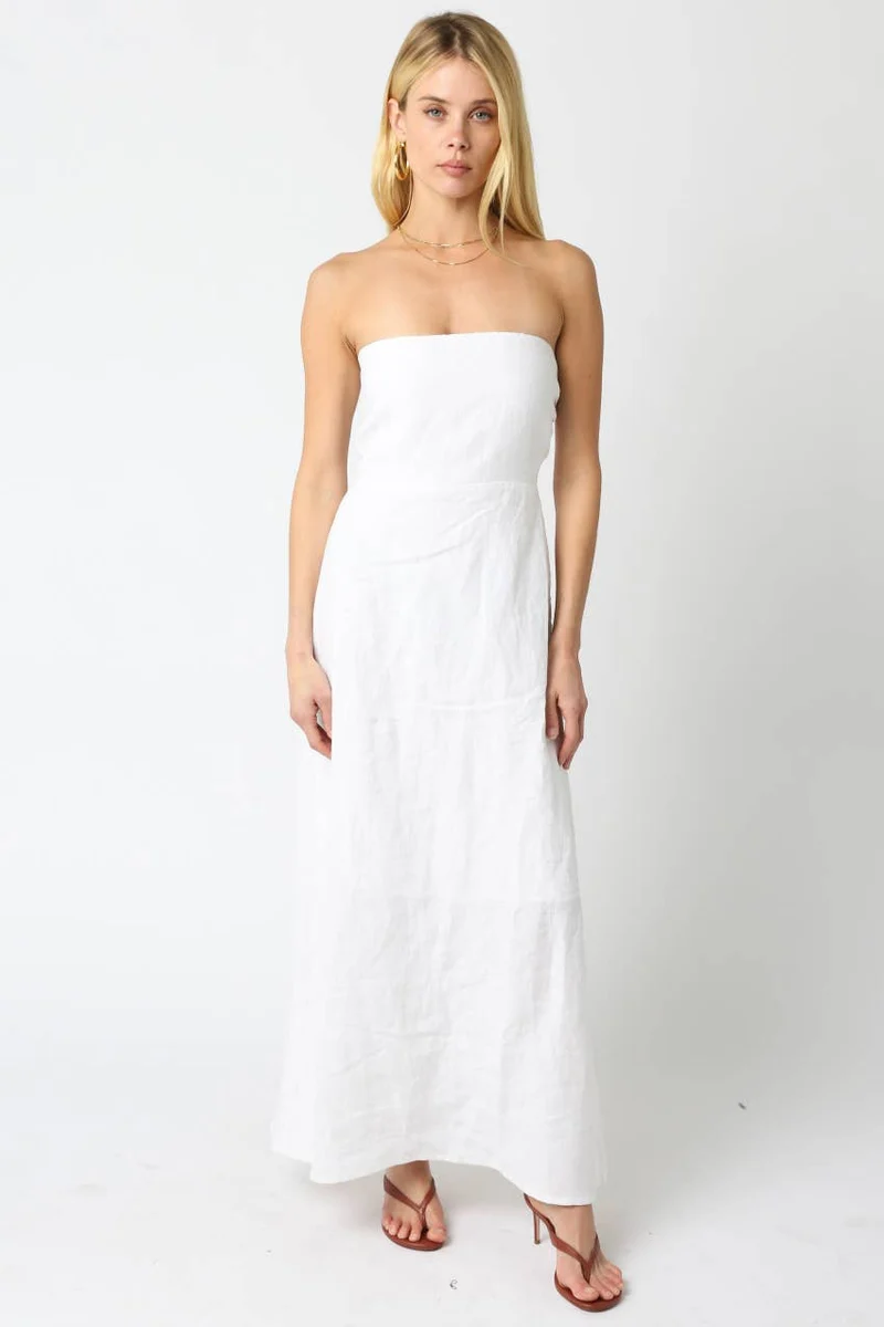Brown Linen Maxi Dress