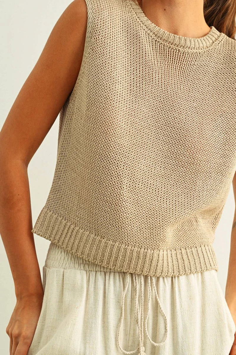 White Sleeveless Knit Top