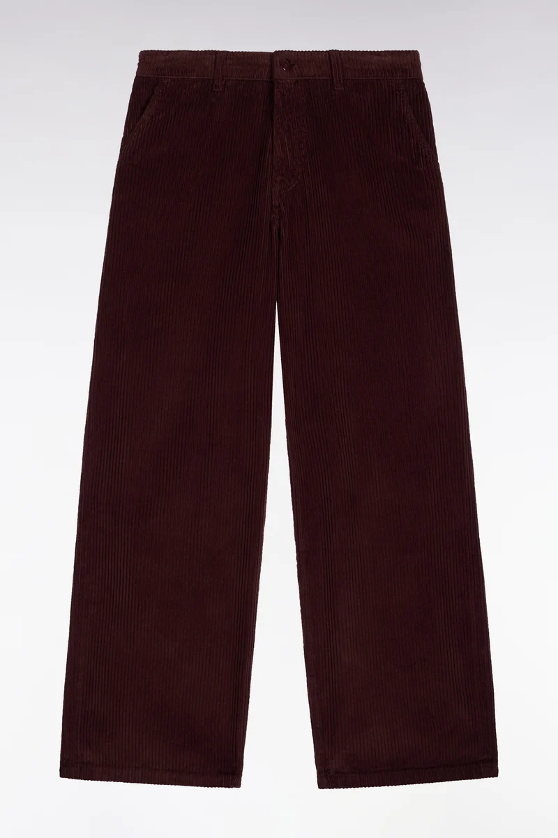 Pantalon en velours côtelé marron coupe droite