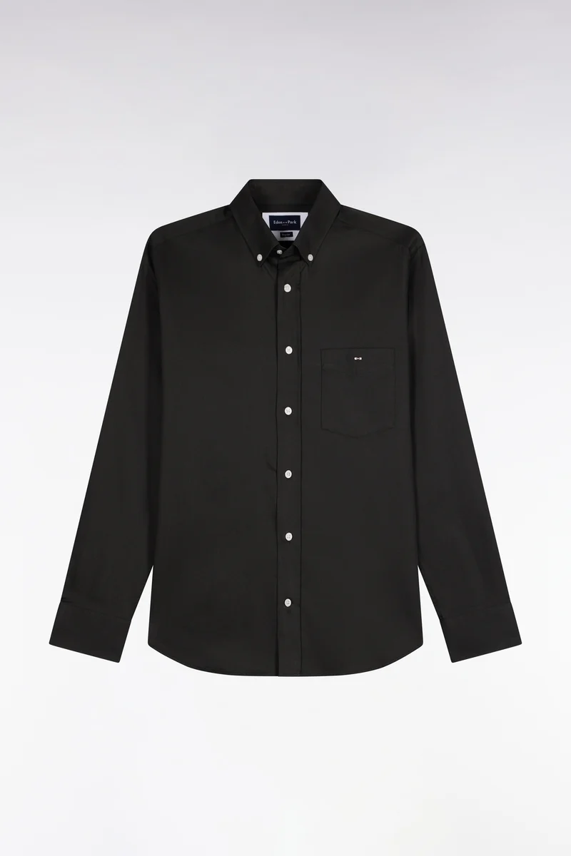 Chemise en piqué de coton kaki coupe droite