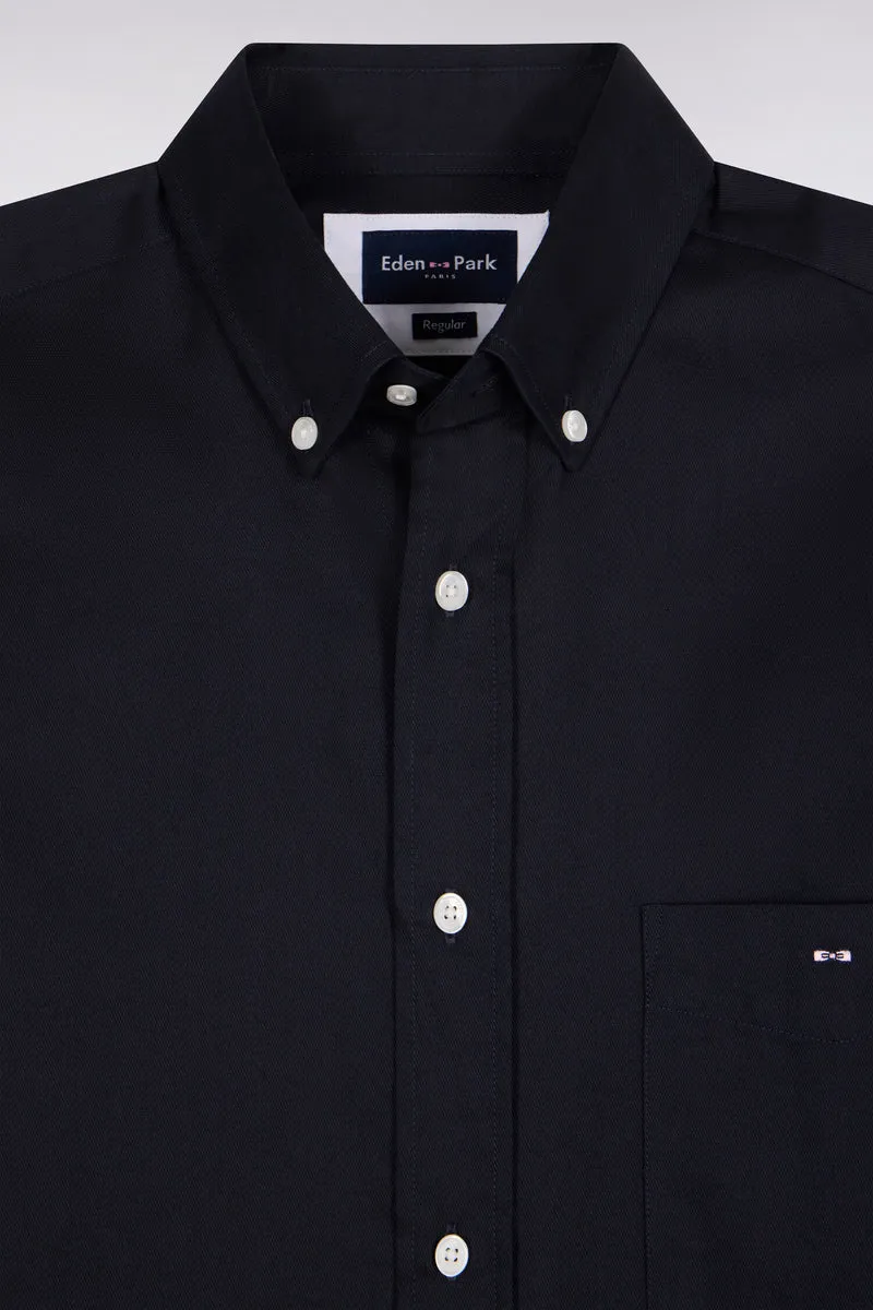 Chemise en piqué de coton marine coupe droite