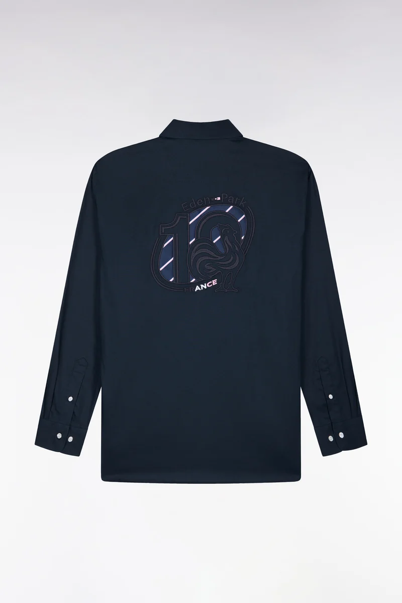 Chemise XV de France en coton marine patch dos coupe droite