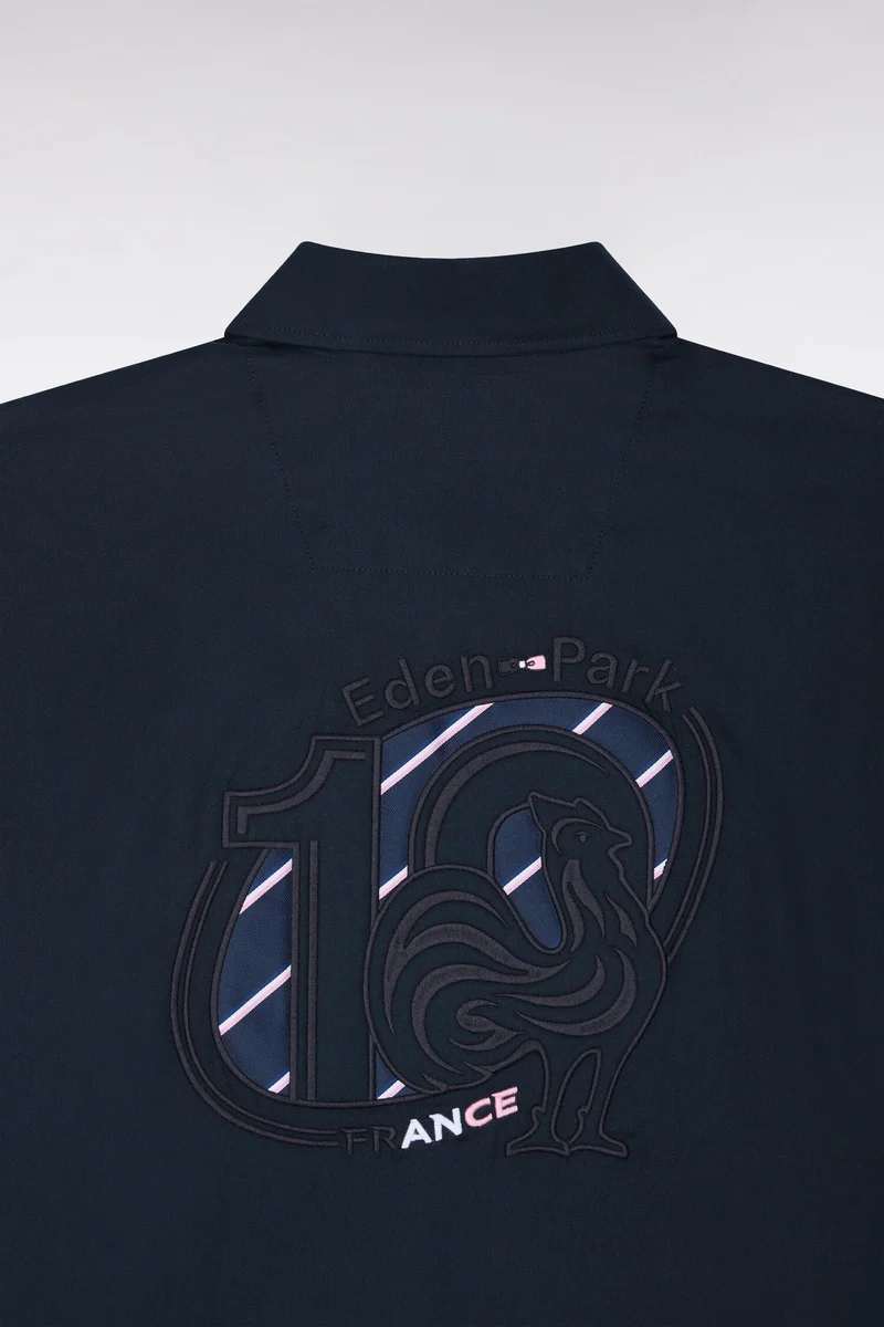Chemise XV de France en coton marine patch dos coupe droite