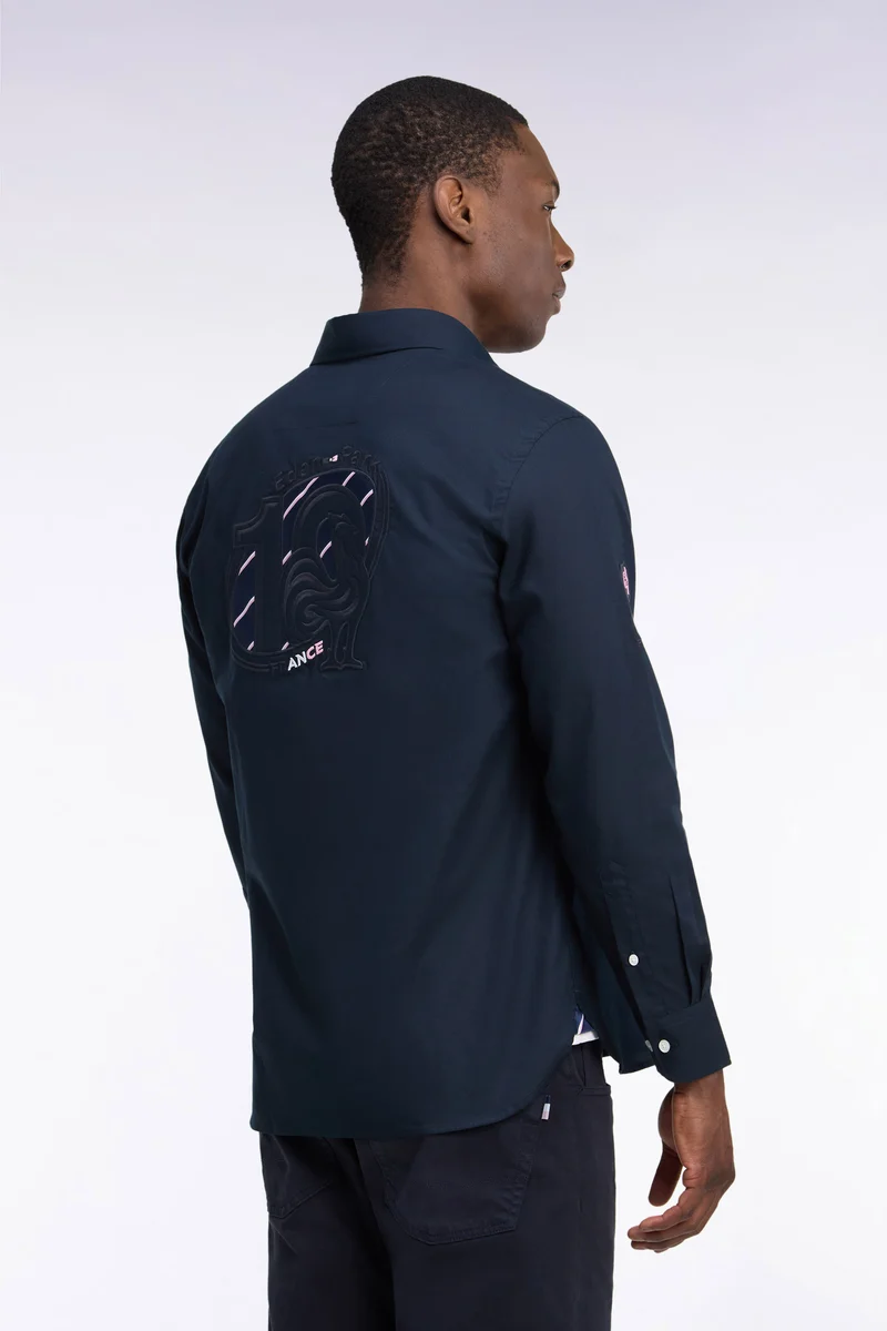 Chemise XV de France en coton marine patch dos coupe droite