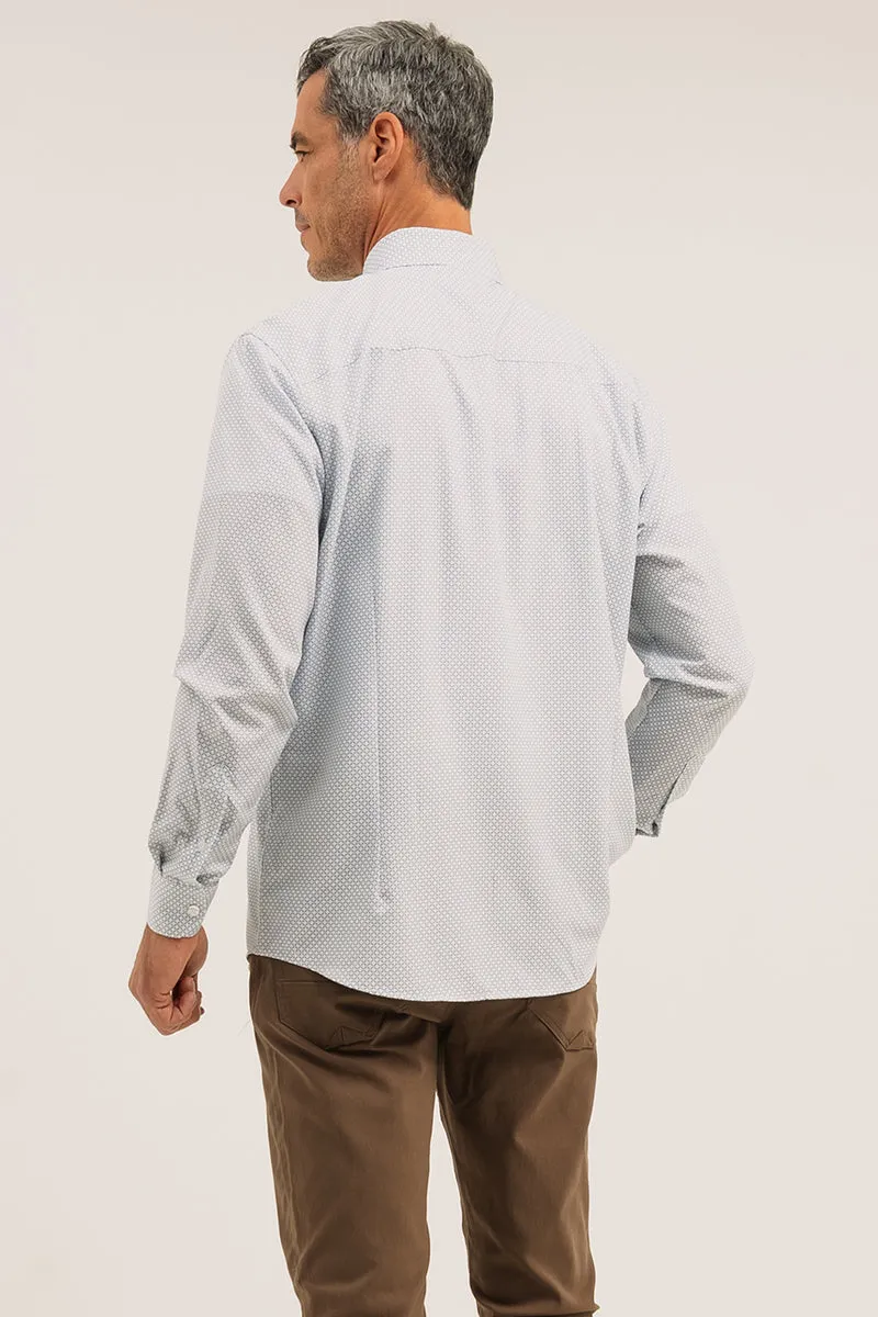 La chemise blanche imprimée à motif quadrillé