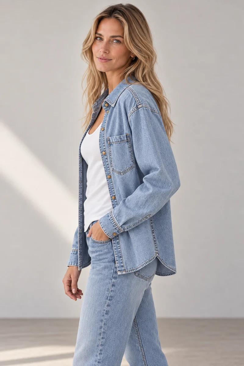 La chemise en denim délavé
