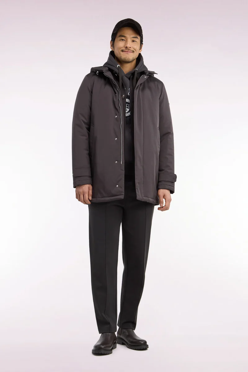 Imperméable en nylon marron à capuche amovible