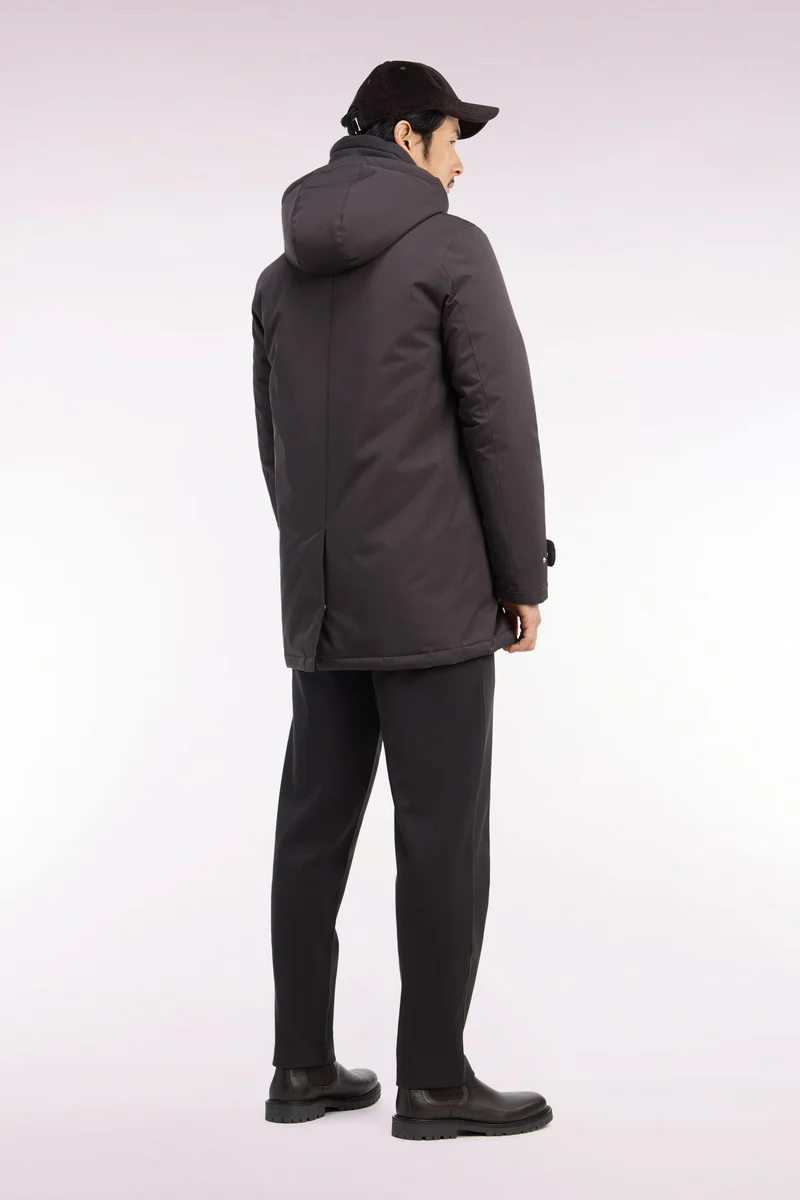 Imperméable en nylon marron à capuche amovible