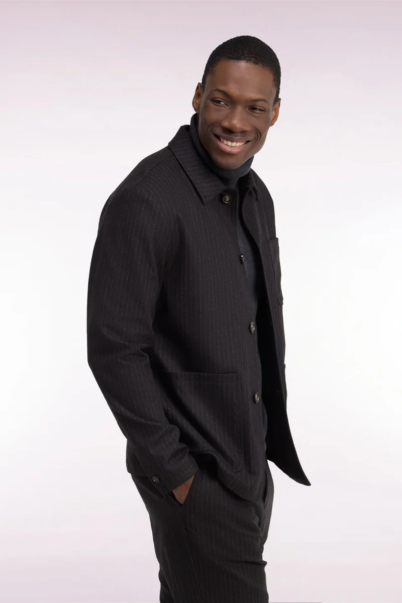 Surchemise en flanelle marron coupe droite