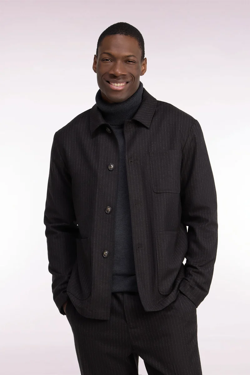 Surchemise en flanelle marron coupe droite