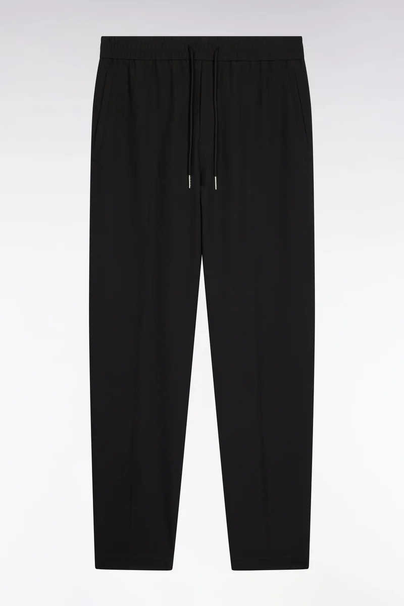 Pantalon à taille élastiquée en nylon stretch technique noir coupe Modern