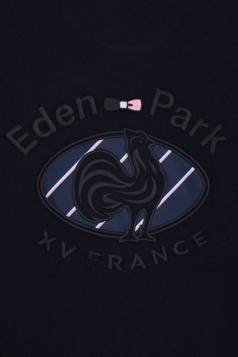 Maillot manches longues en jersey de coton marine et blanc XV de France