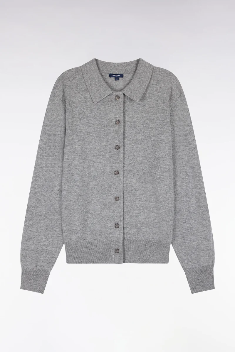 Cardigan en laine vierge et cachemire gris