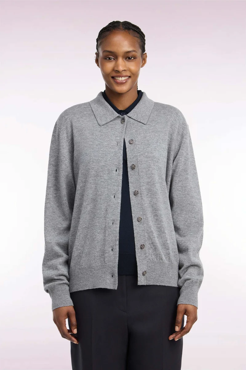 Cardigan en laine vierge et cachemire gris