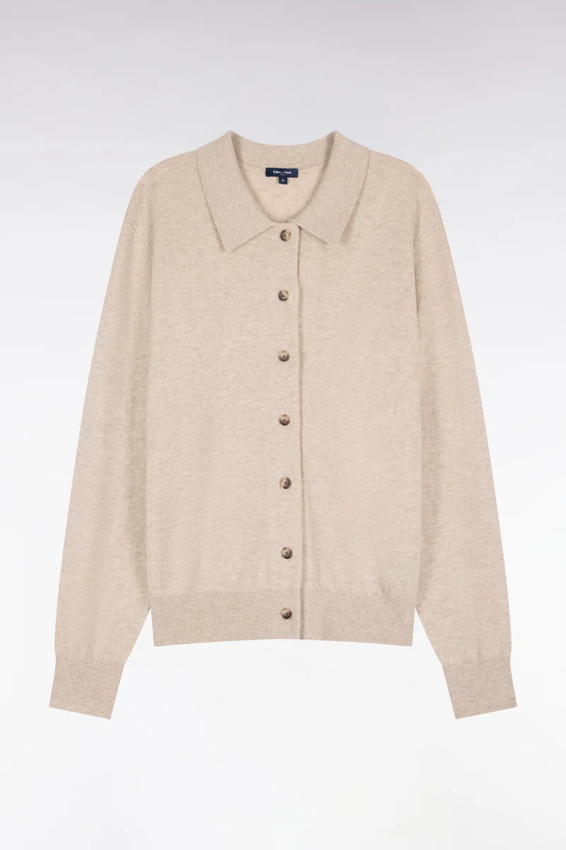 Cardigan en laine vierge et cachemire beige