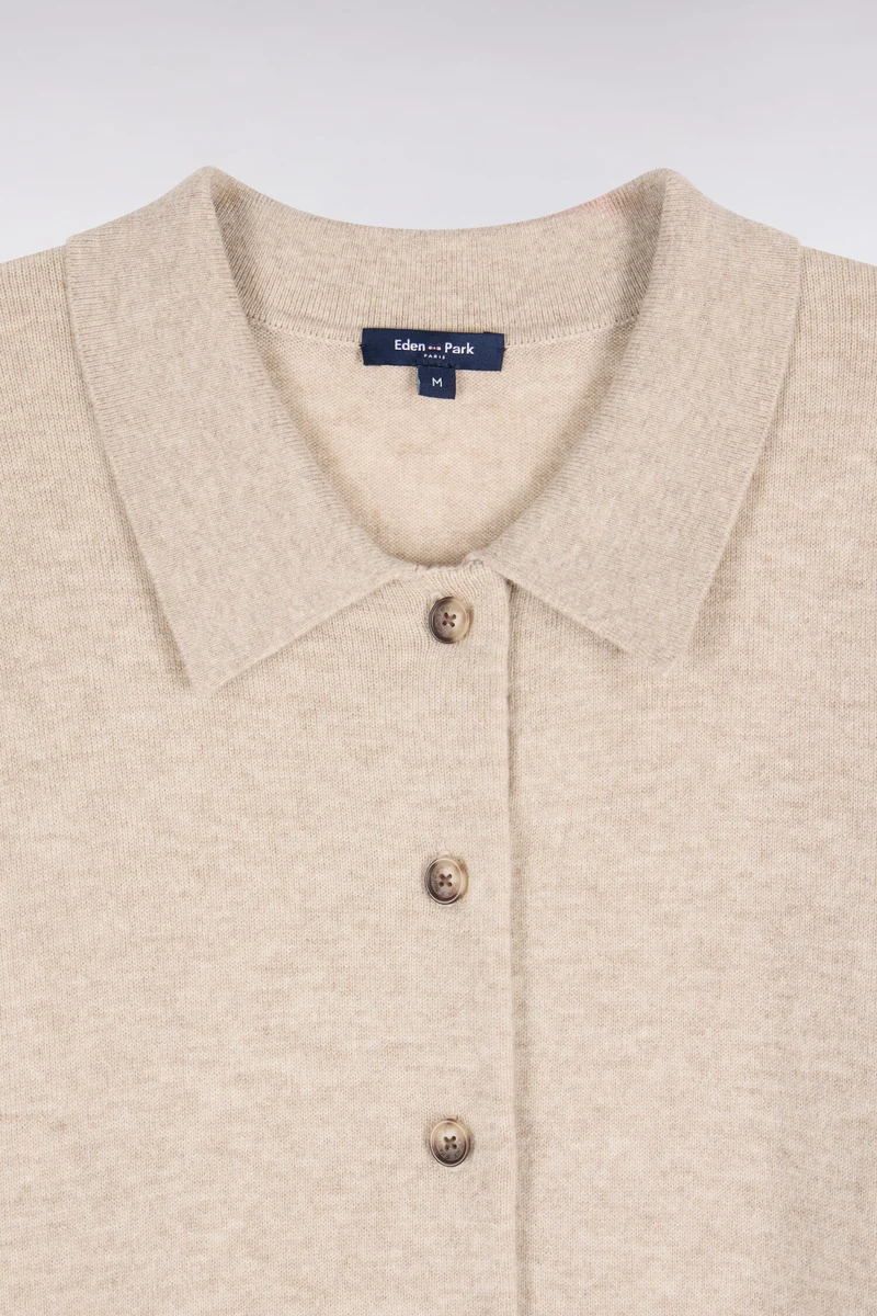 Cardigan en laine vierge et cachemire beige