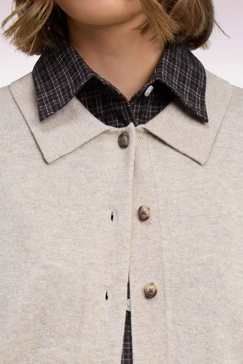 Cardigan en laine vierge et cachemire beige