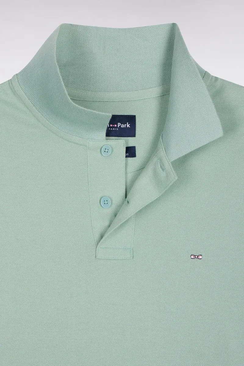 Polo manches longues en coton Pima vert coupe droite