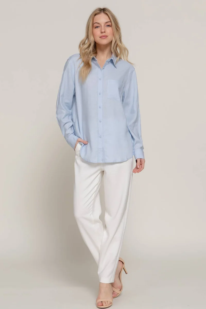 Long Sleeve Linen Blend Shirt