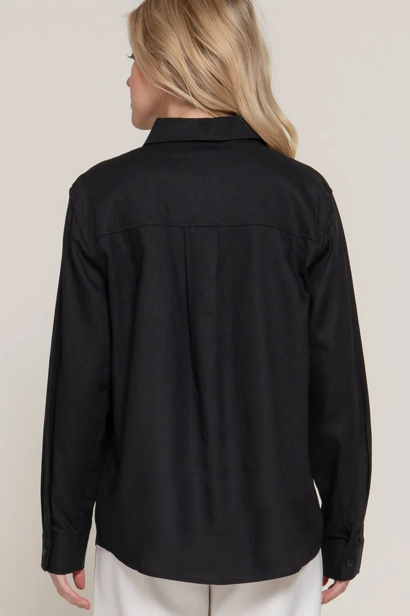 Long Sleeve Linen Blend Shirt