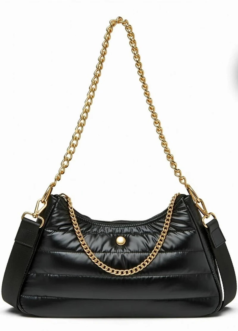 Puffer Shoulder or Crossbody Bag Black