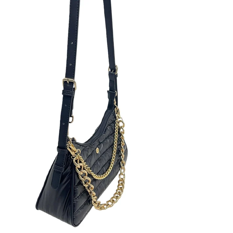 Puffer Shoulder or Crossbody Bag Black