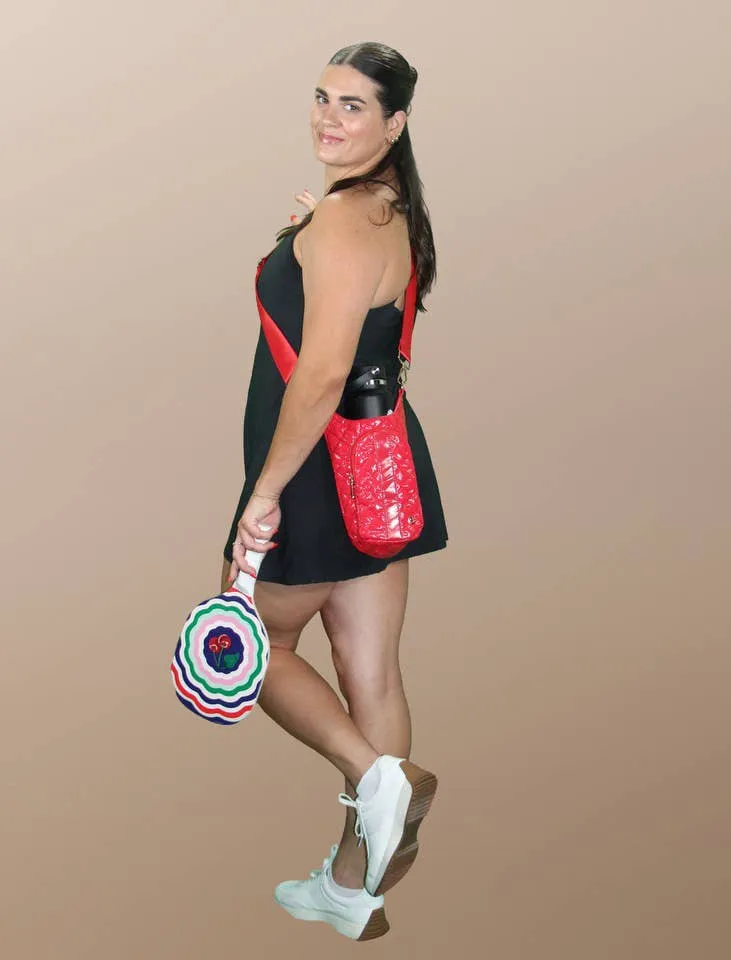 Drink Carrier Crossbody Bag Cup Holder Cherry Red