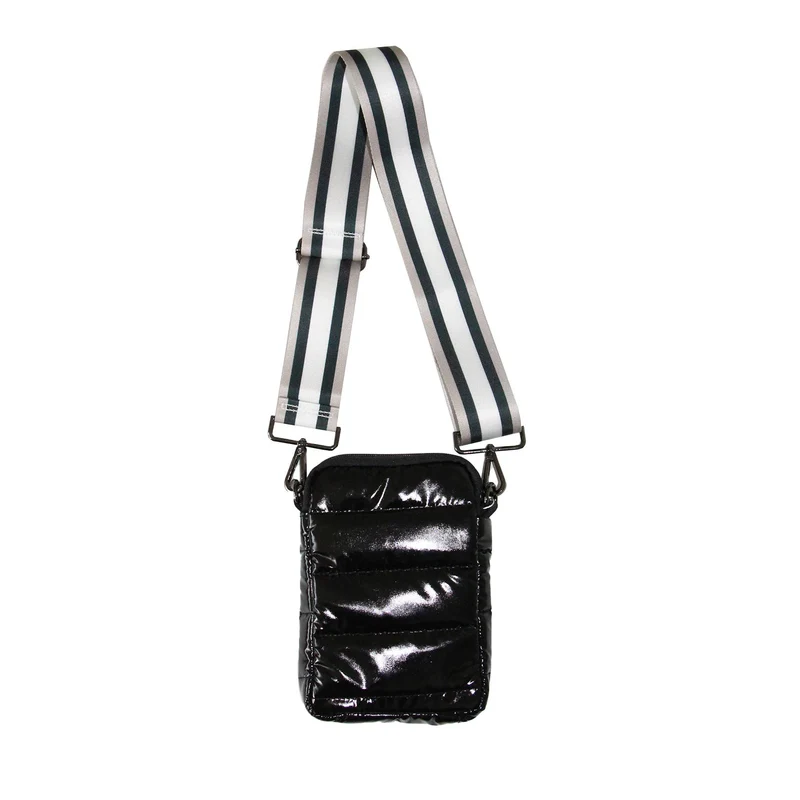 Puffer Camera Phone Crossbody Shoulder Bag Black Onyx