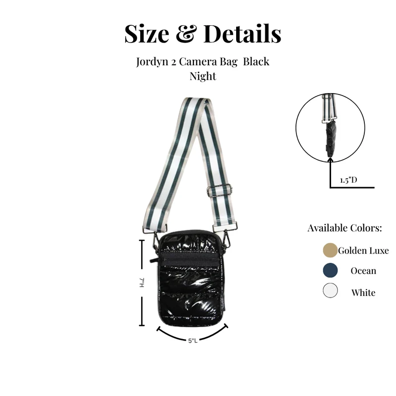 Puffer Camera Phone Crossbody Shoulder Bag Black Onyx