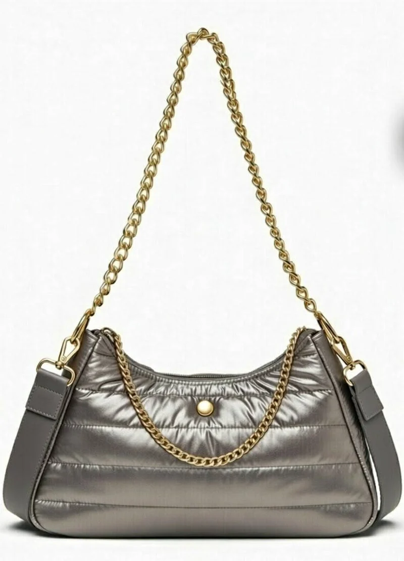 Puffer Shoulder or Crossbody Bag Gray