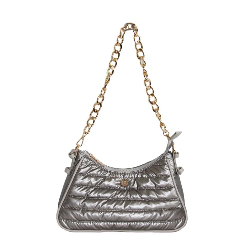Puffer Shoulder or Crossbody Bag Gray