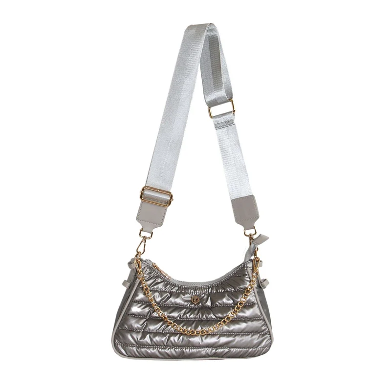 Puffer Shoulder or Crossbody Bag Gray