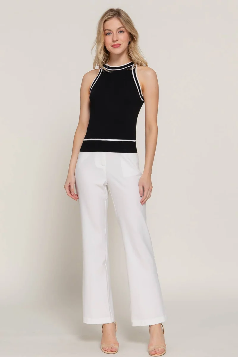 Contrast Stripe Halter Neck