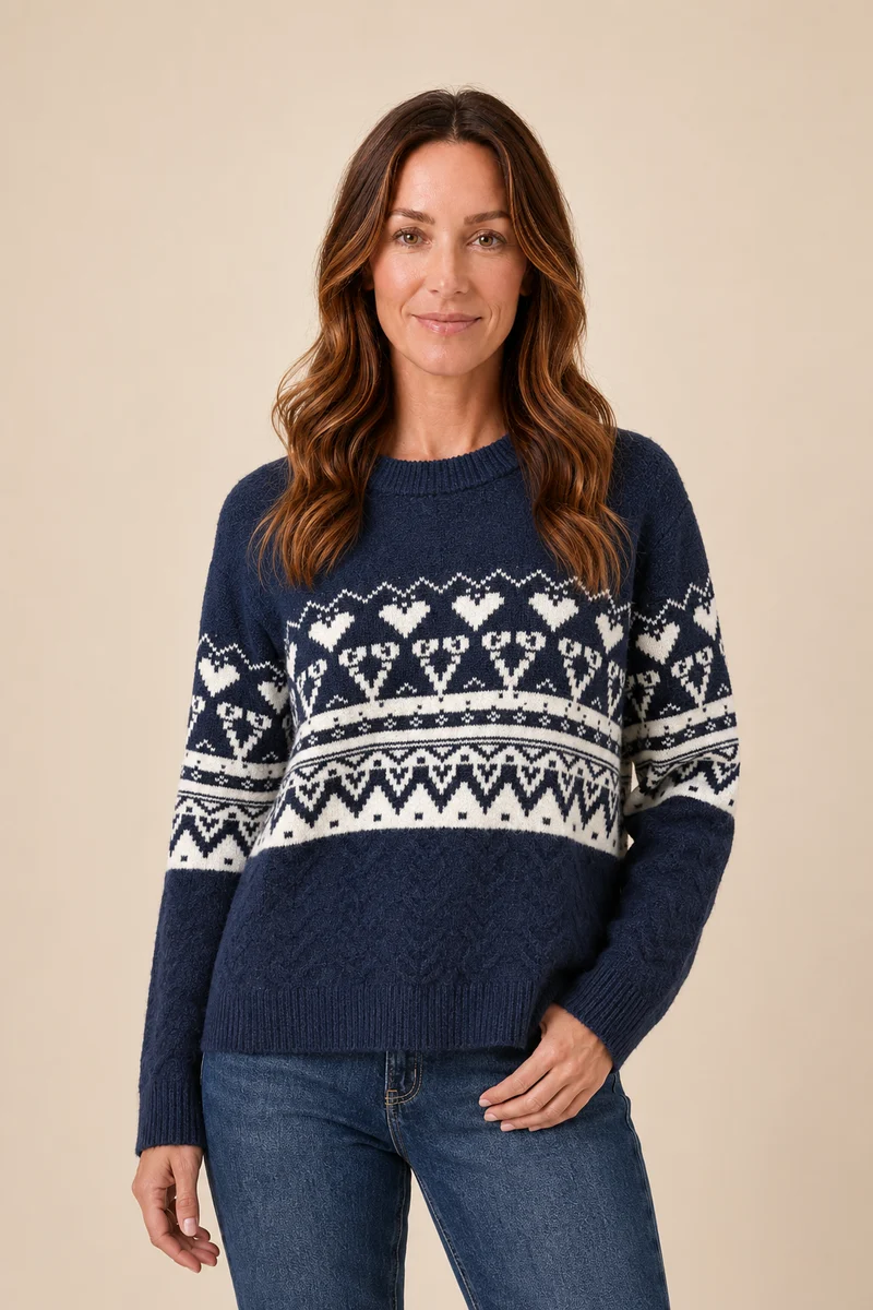 Le chandail en jacquard marine