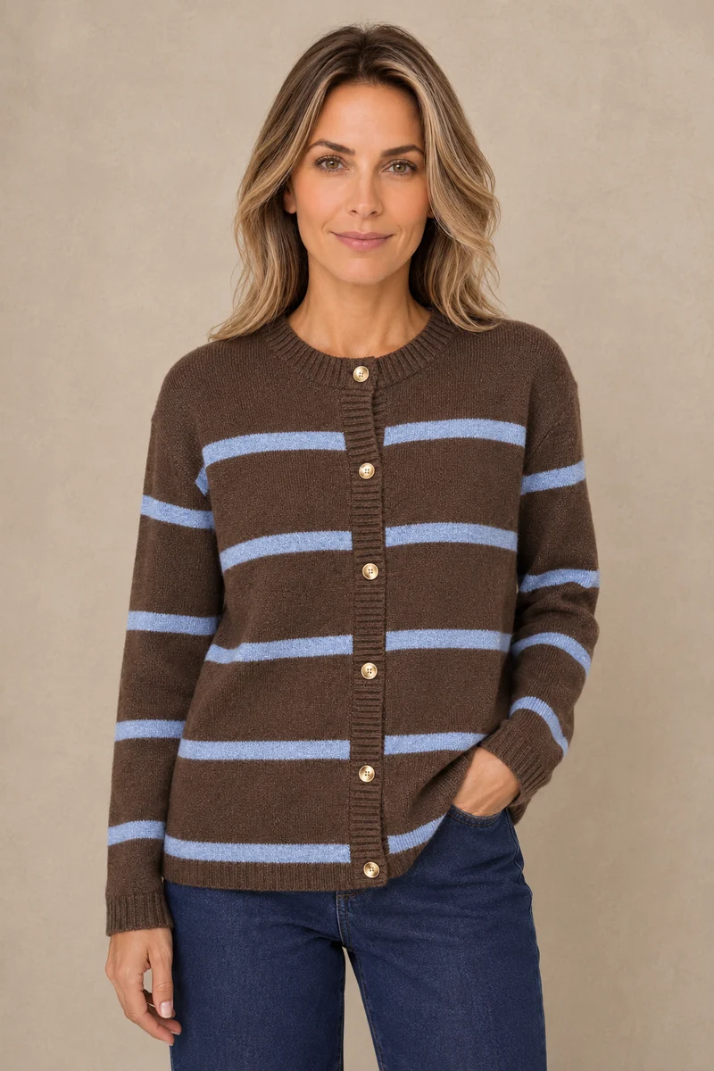 Le cardigan rayé à manches longues