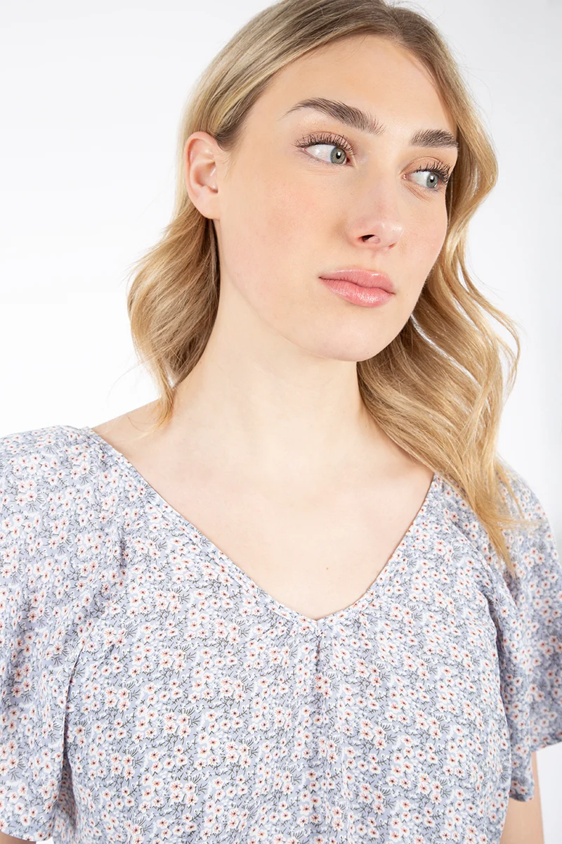 Blouse paysanne fleurie | 2 couleurs