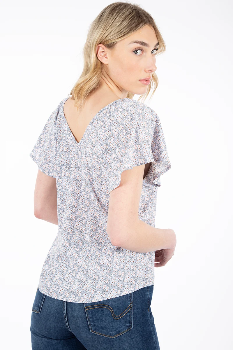Blouse paysanne fleurie | 2 couleurs
