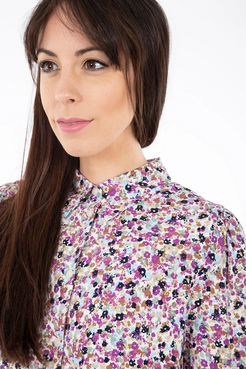 Blouse fleurie manches bouffantes | B.Young
