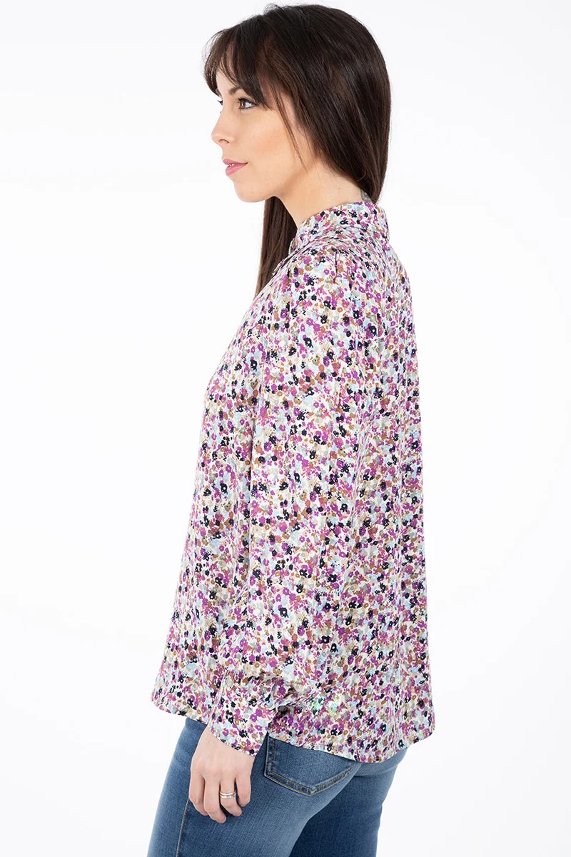 Blouse fleurie manches bouffantes | B.Young
