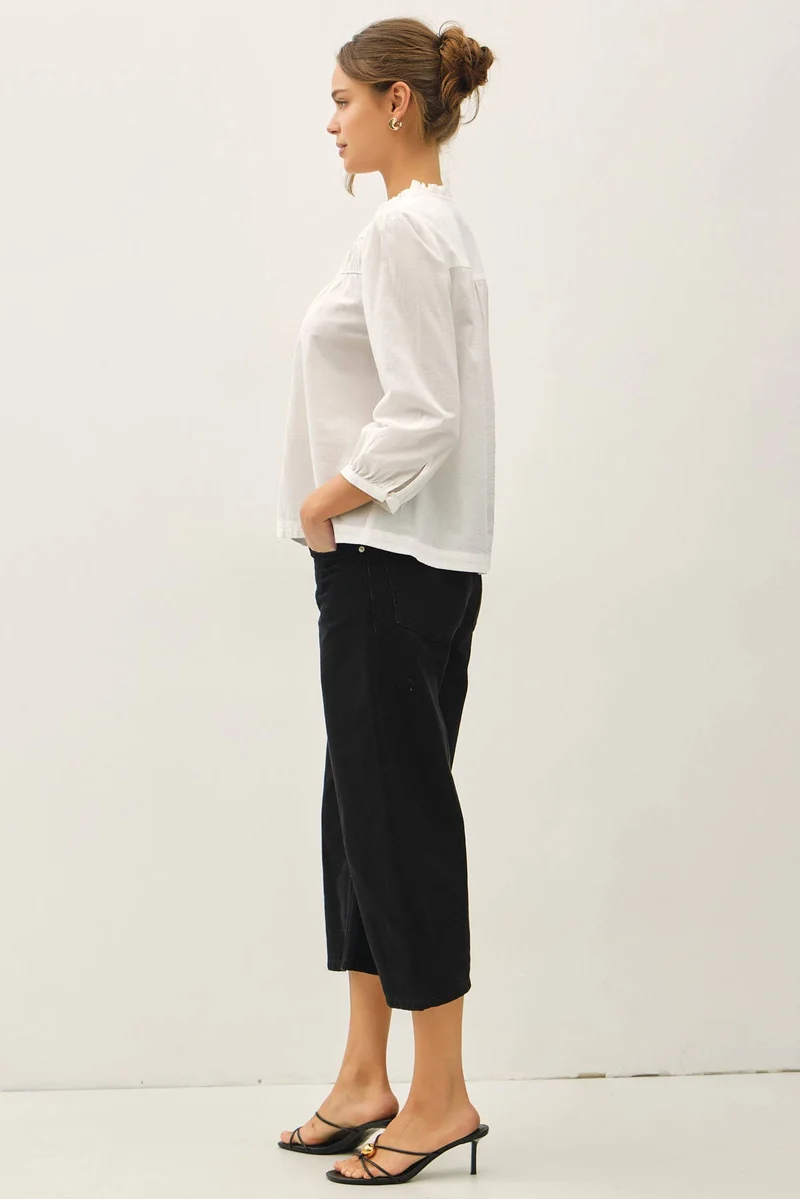 Crisp Cotton FLowy Blouse