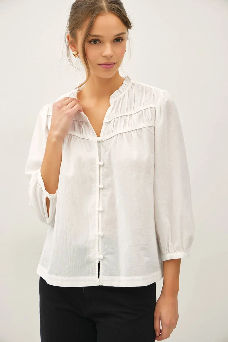 Crisp Cotton FLowy Blouse