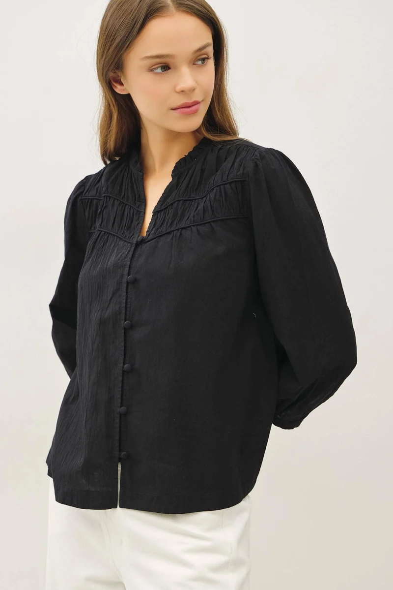 Crisp Cotton FLowy Blouse