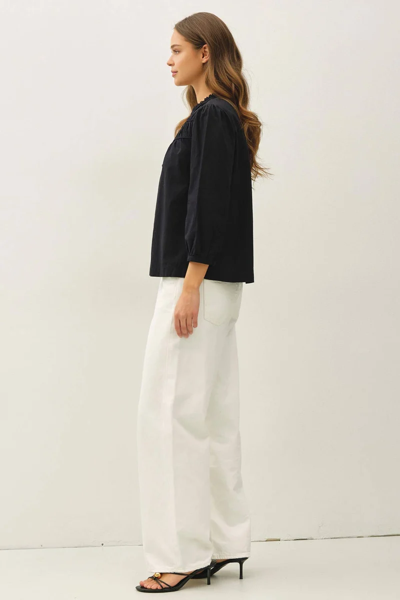 Crisp Cotton FLowy Blouse